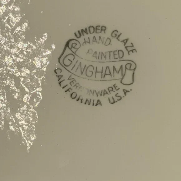 Set of 8 Hand Painted VTG USA Vernonware Gingham Salad Plates 7.5” - Picture 5 of 5